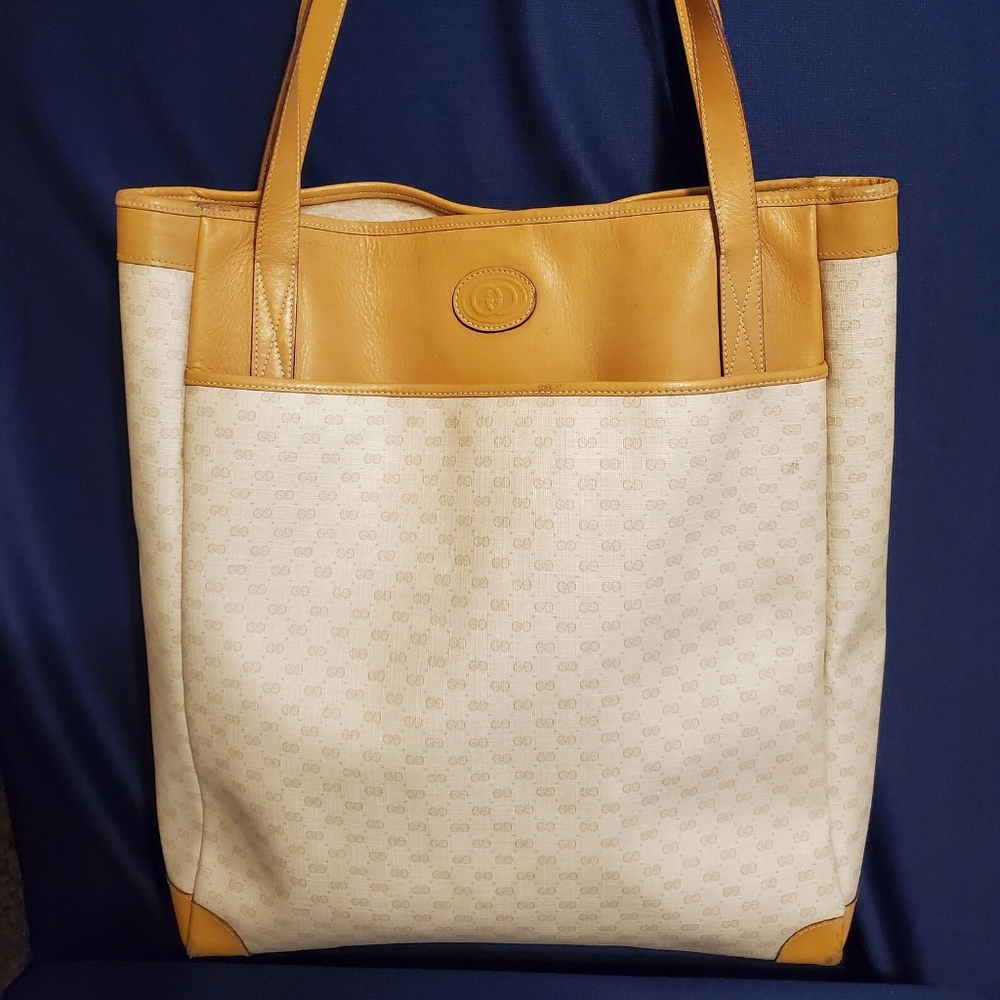 Gucci Coated Canvas and Leather Tote